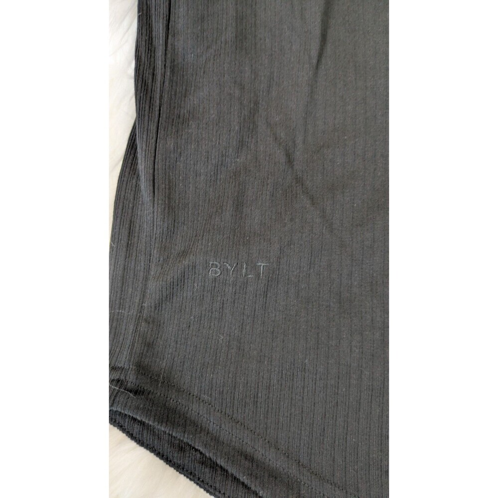 BYLT Premium Size Large Basics Ribbed Short Sleeve Open V Polo Shirt Mens Black - Picture 4 of 11